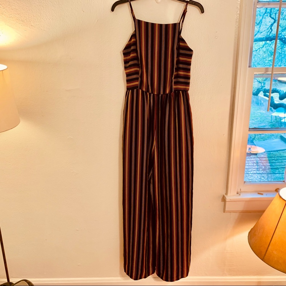Xhilaration Striped Black/Orange/Gold Jumpsuit